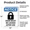 Signmission Door Must Be Locked Sign With Symbol, 10 in W x Rectangle, Vinyl Decal OS-2PACK-NS-D-1014-V-11501 - alternate 4